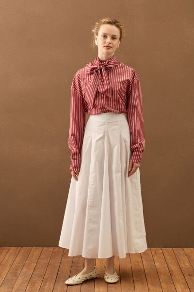 Beyaz Koton Parçalı Etek