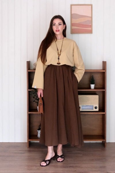 Acı Kahve Müslin Balon Etek