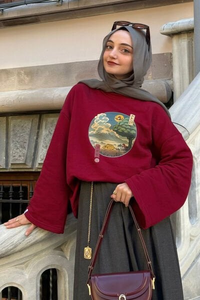 Bordo Baskılı 3 İp Body