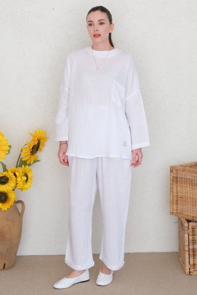 Beyaz Müslin Salaş Takım