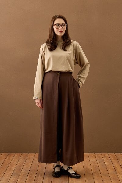 Acı Kahve Poliviskon Etekli Pantolon