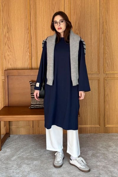 Lacivert Tesettür Body