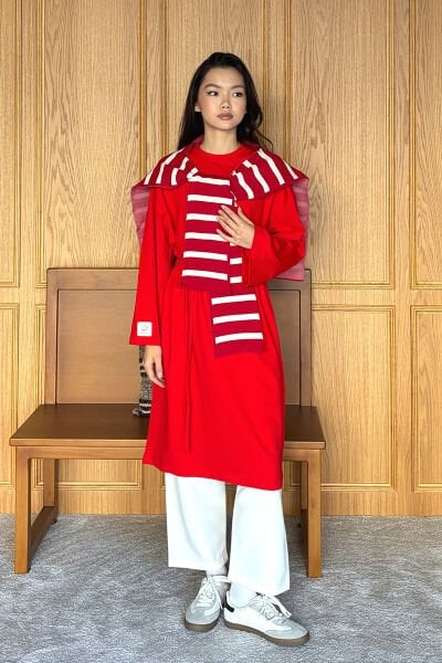 Kırmızı Tesettür Body