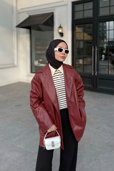 Bordo Deri Ceket