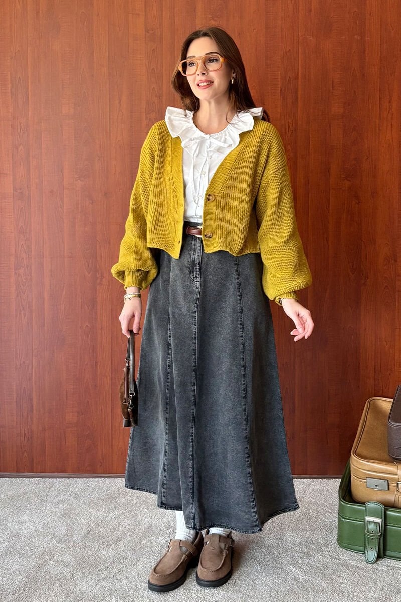 Antrasit Kot Kloş Etek