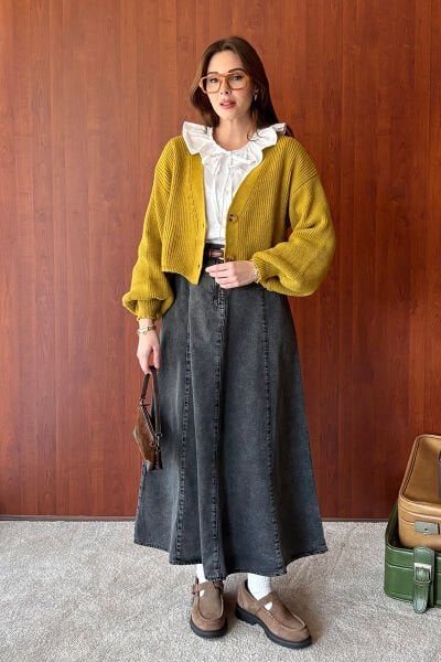 Antrasit Kot Kloş Etek