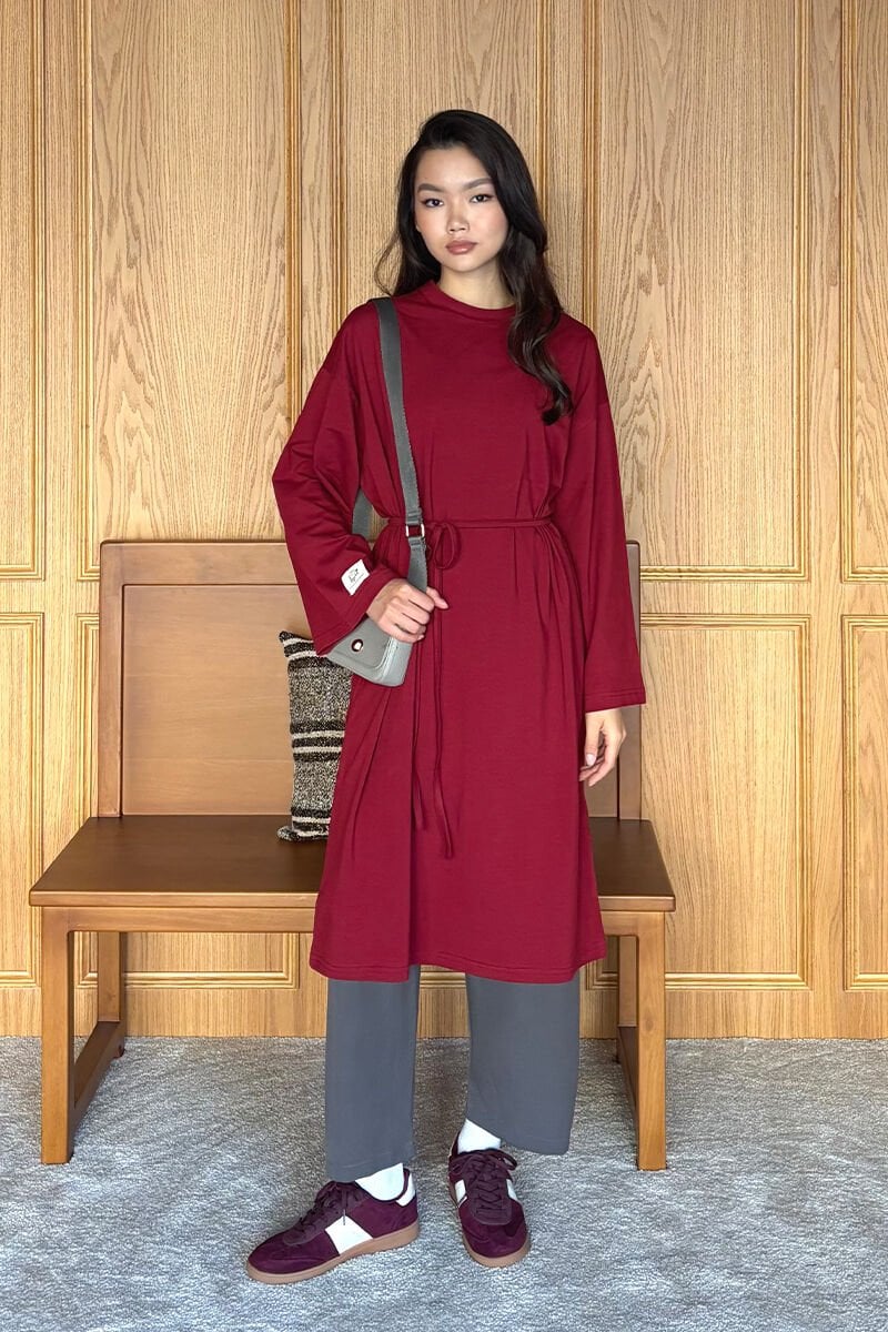 Bordo Tesettür Body