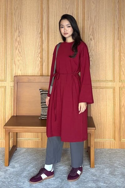 Bordo Tesettür Body