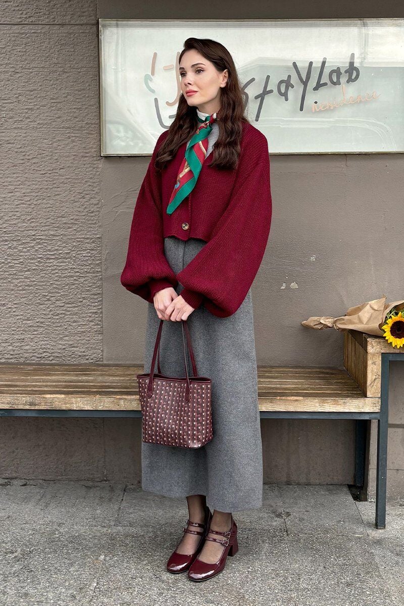 Antrasit Kaşe Kalem Etek