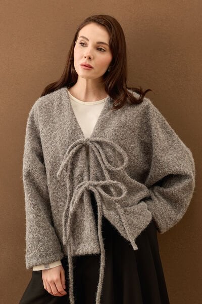 Antrasit Kırçıllı Kaşe Fiyonk Kaban