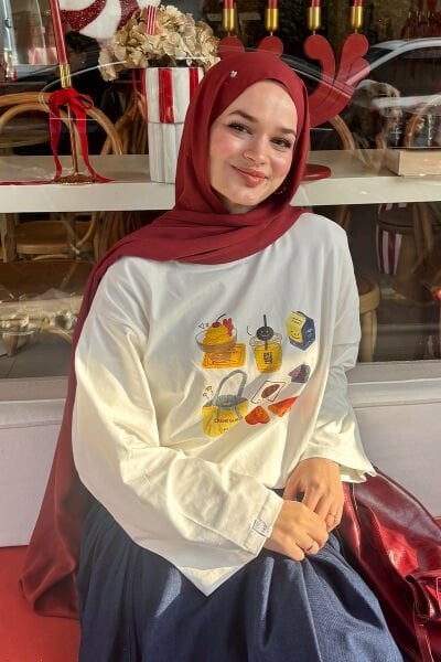 Ekru Cookie Baskılı Basic Body