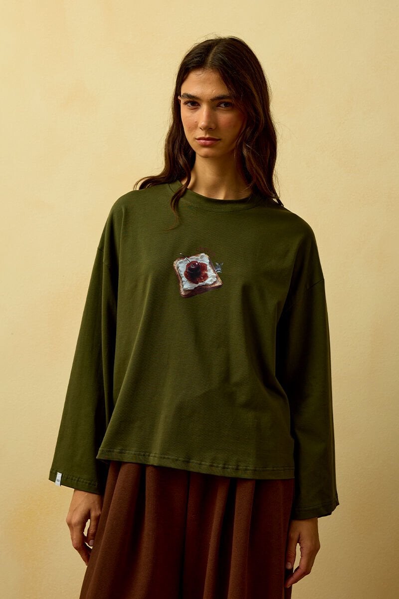 Haki Reçel Baskılı Basic Body