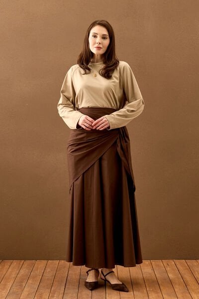 Acı Kahve Bağlamalı Pamuk Etek