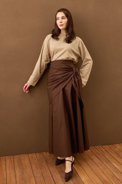 Acı Kahve Bağlamalı Pamuk Etek