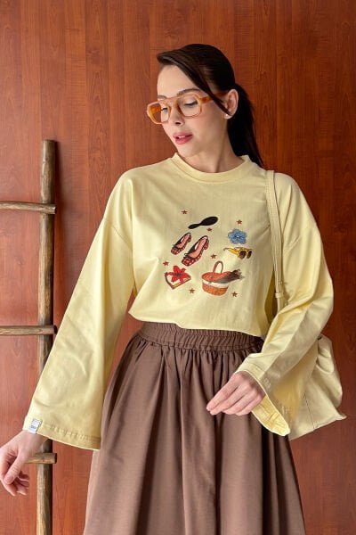 Tereyağ Sarısı Sepet Baskılı Basic Body