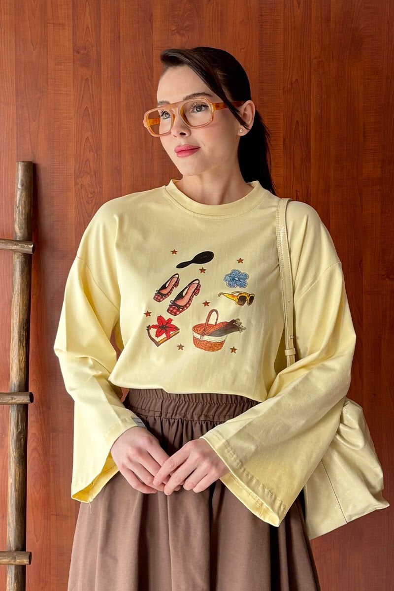 Tereyağ Sarısı Sepet Baskılı Basic Body