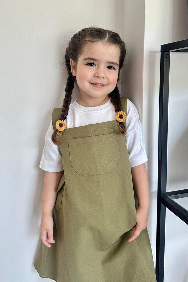 Çocuk Haki Duck Keten Etekli Salopet