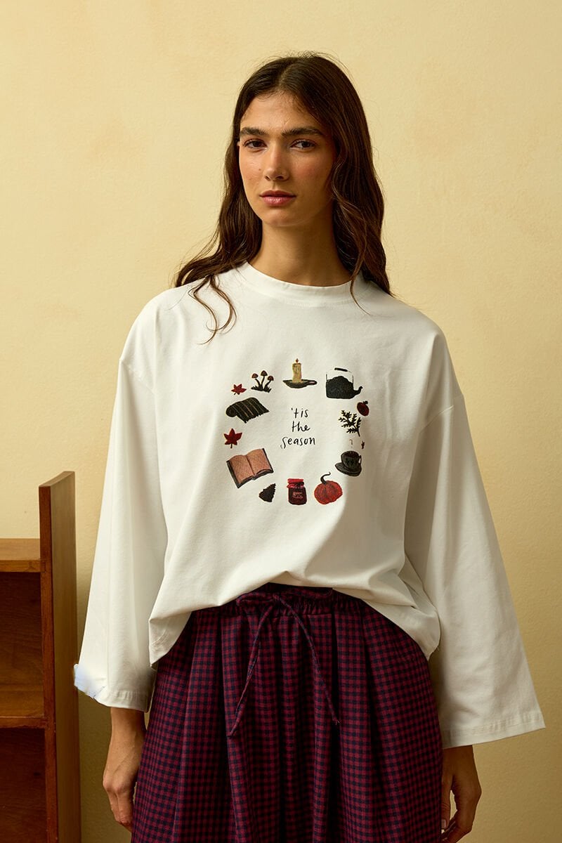 Ekru Pumpkin Baskılı Basic Body