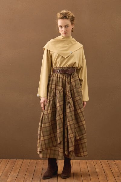 Vizon Ekoseli Bohem Kat Etek