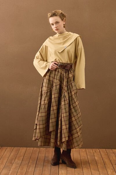 Vizon Ekoseli Bohem Kat Etek