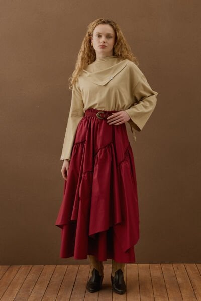 Koton Bordo Bohem Kat Etek