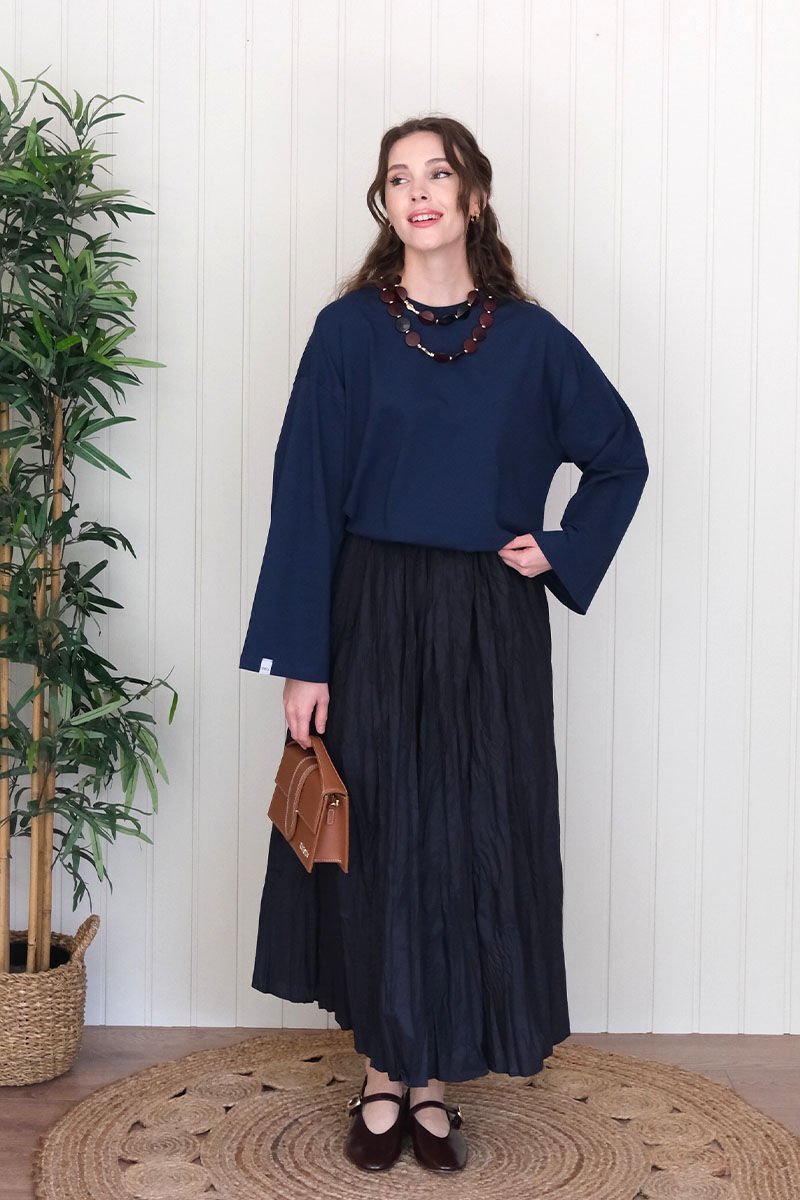 Lacivert Body & Lacivert Kraşlı Balon Etek