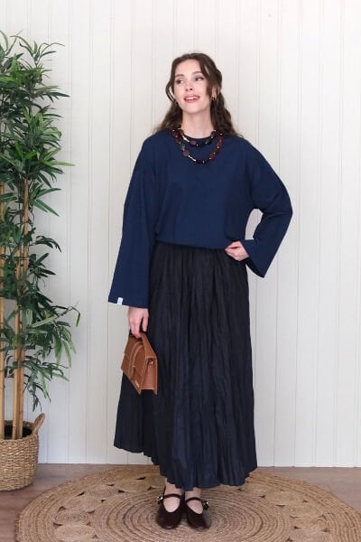 Lacivert Body & Lacivert Kraşlı Balon Etek Takım