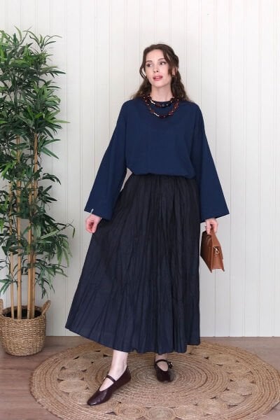 Lacivert Body & Lacivert Kraşlı Balon Etek Takım