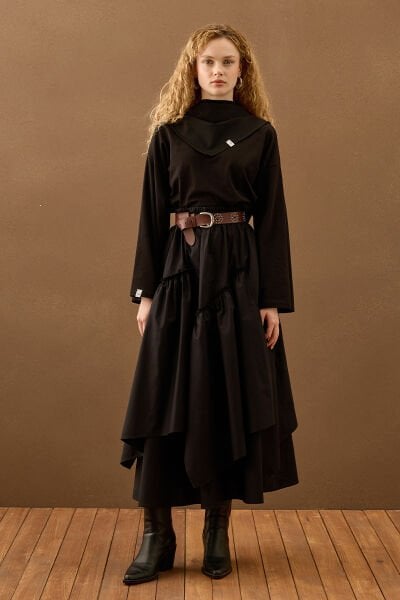 Siyah Koton Bohem Kat Etek