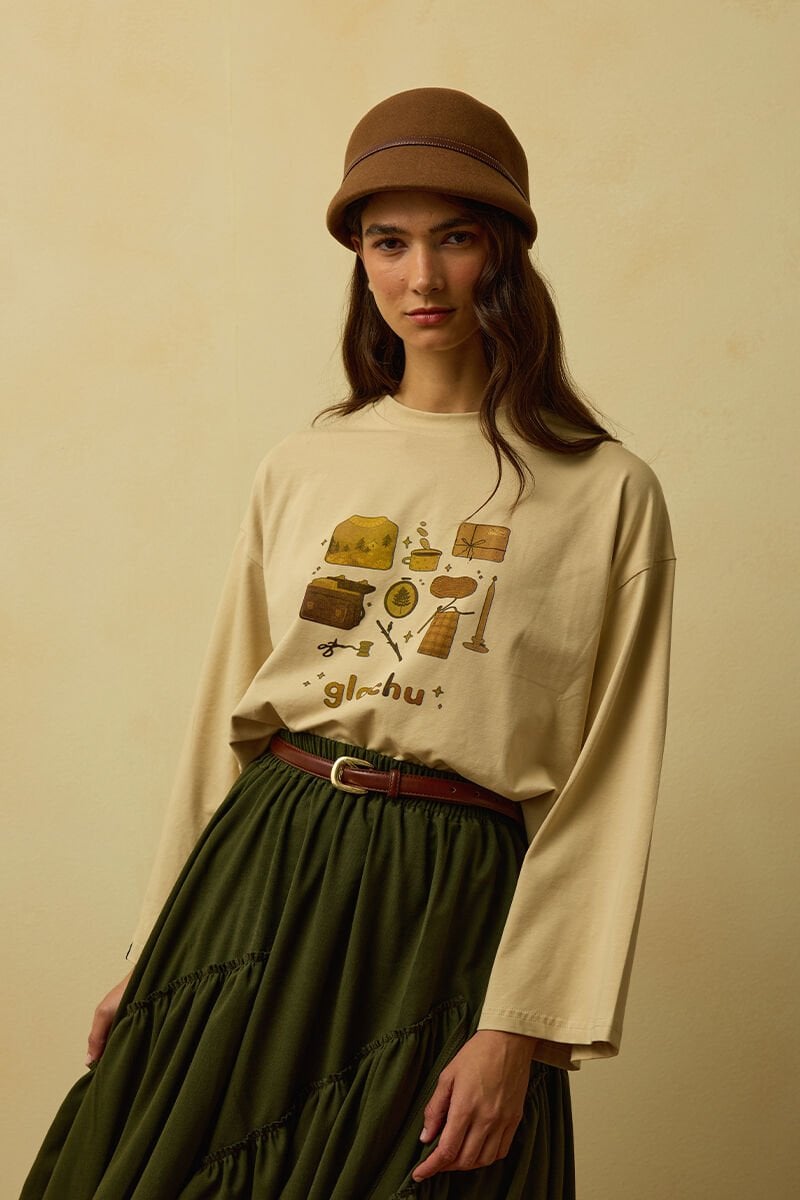 Bej Glochu Baskılı Basic Body