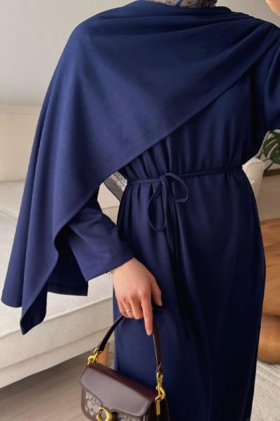 Lacivert Oysho Şal Yaka Elbise / Sema Tektaş