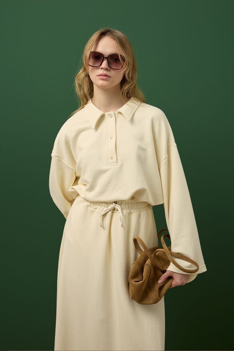 Tereyağ Sarısı 3 İplik Polo Yaka Body