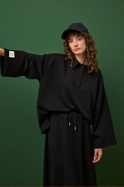 Siyah 3 İplik Polo Yaka Body