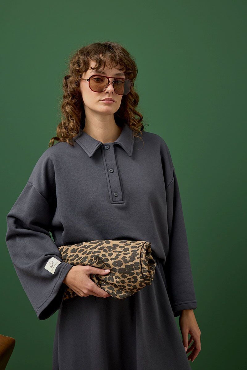 Antrasit 3 İplik Polo Yaka Body