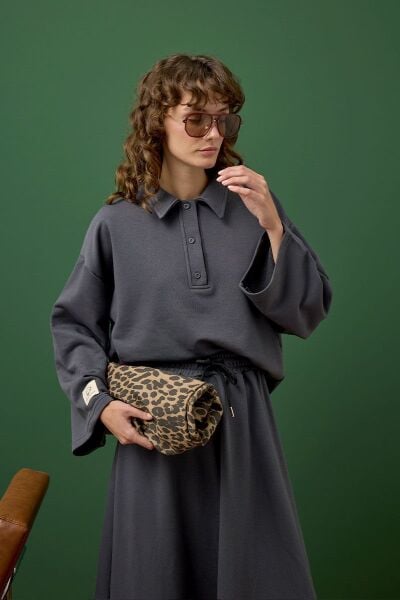 Antrasit 3 İplik Polo Yaka Body