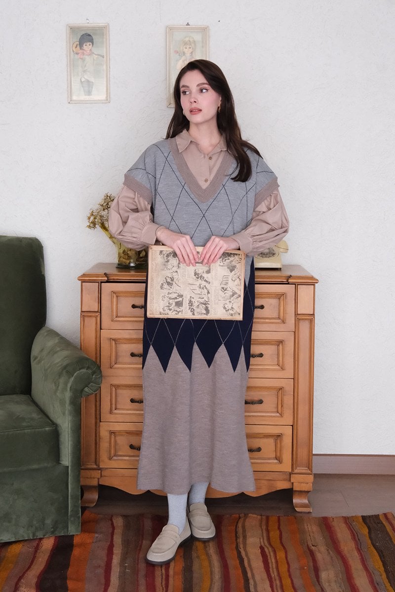 Vizon Baklava Desen Triko Jile