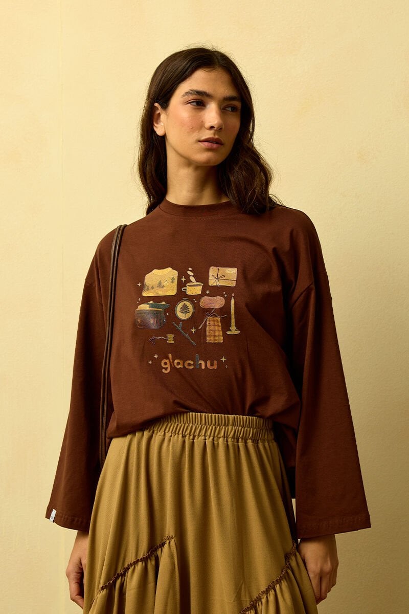 Acı Kahve Glochu Baskılı Basic Body