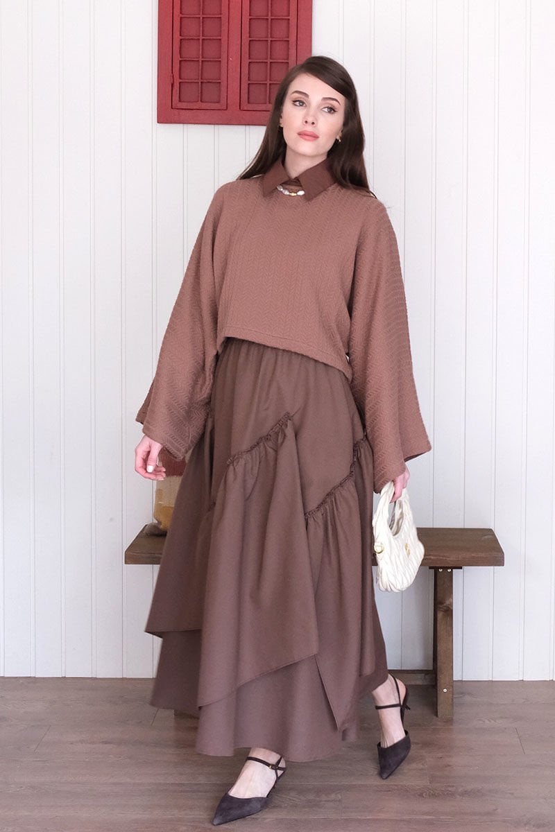 Acı Kahve Koton Bohem Kat Etek