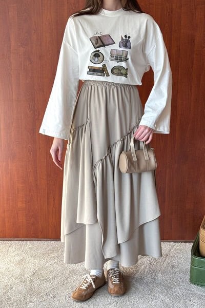 Ekru Kitap Baskılı Basic Body