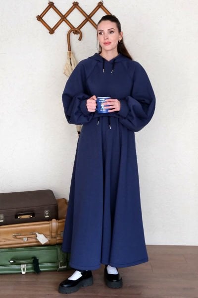 Lacivert 3 İplik Sweat & Etek Takım