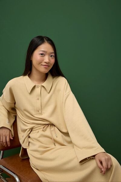 Bej 3 İplik Polo Yaka Body