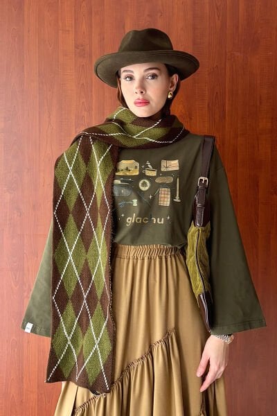 Haki Glochu Baskılı Basic Body