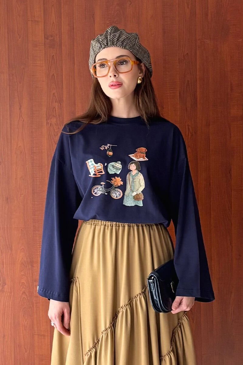 Lacivert Bisiklet Baskılı Basic Body