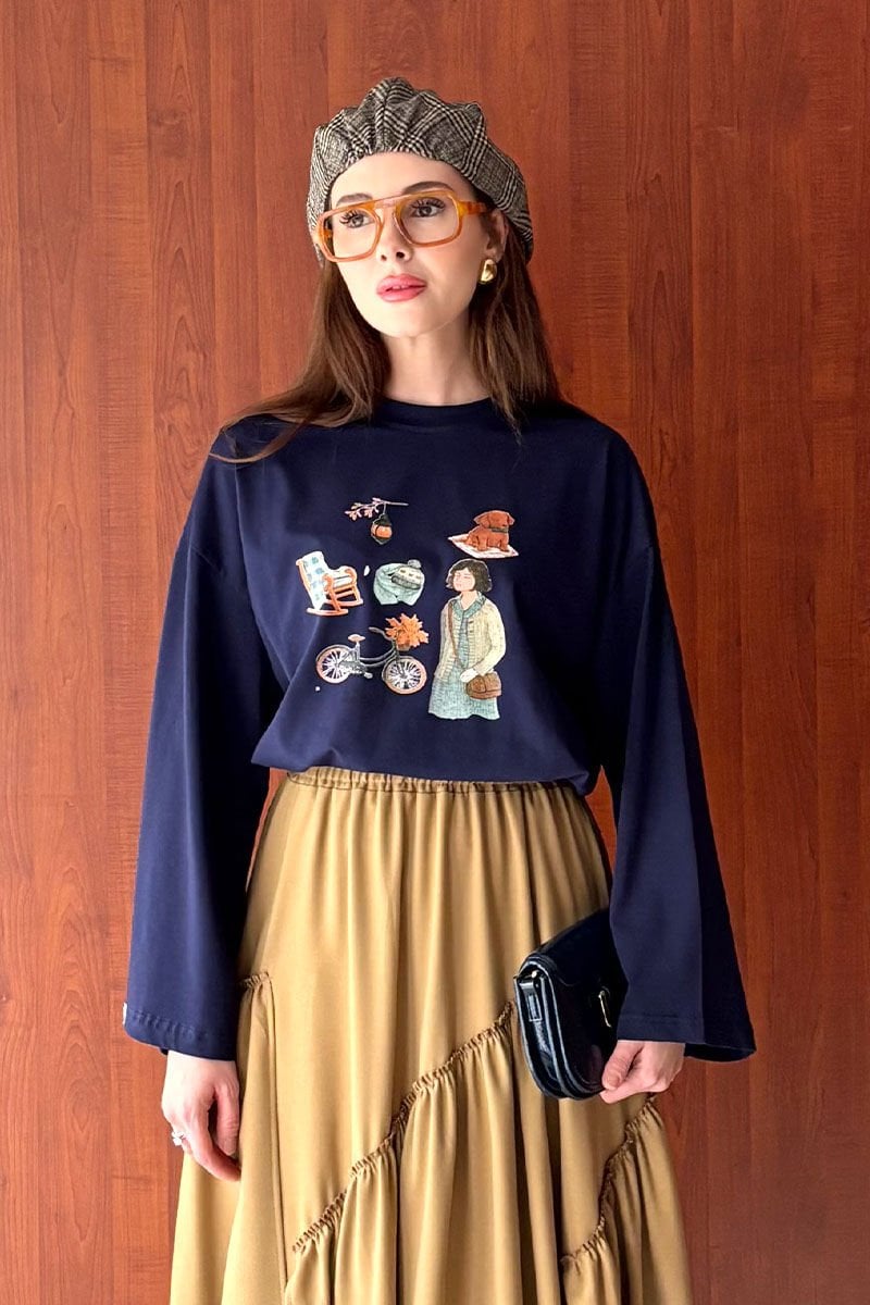 Lacivert Bisiklet Baskılı Basic Body