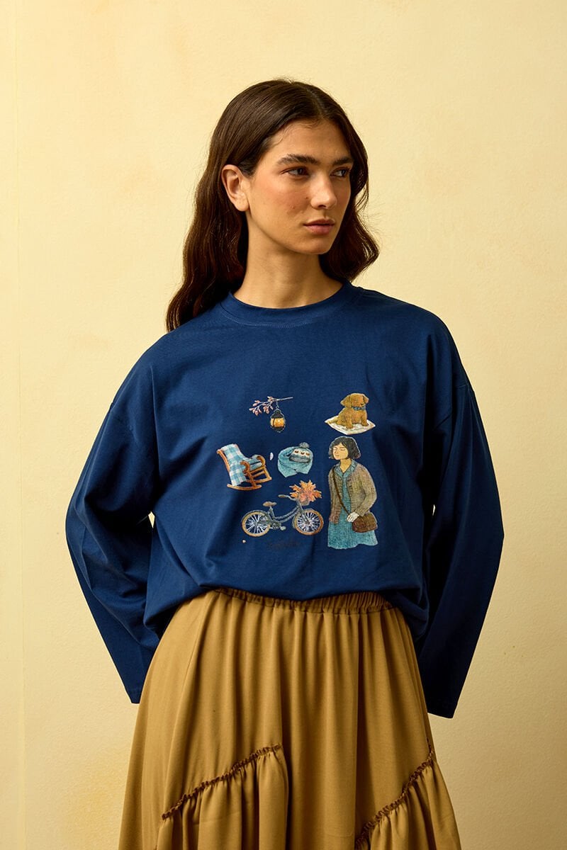 Lacivert Bisiklet Baskılı Basic Body