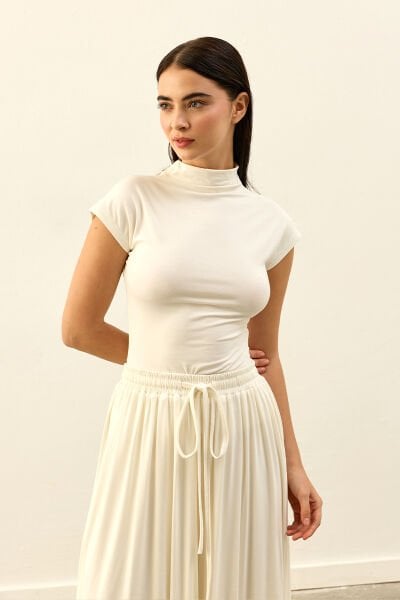 Ekru Ring Viskon T Kol Bluz