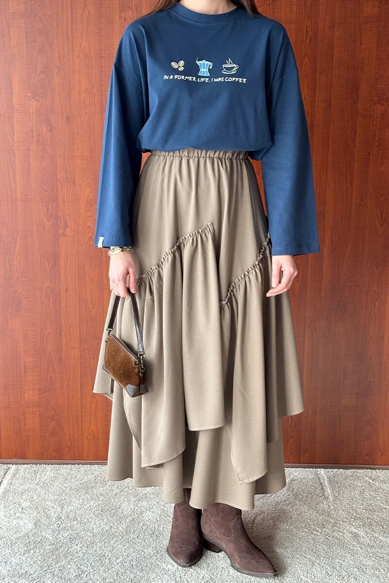 Vizon Çizgili Poliviskon Bohem Kat Etek