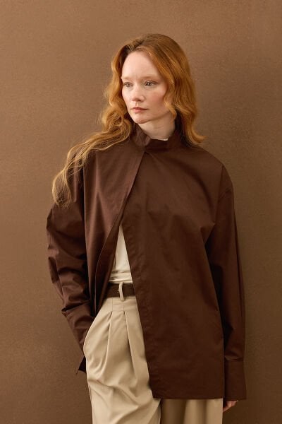 Acı Kahve Ön Yırtmaçlı Gömlek