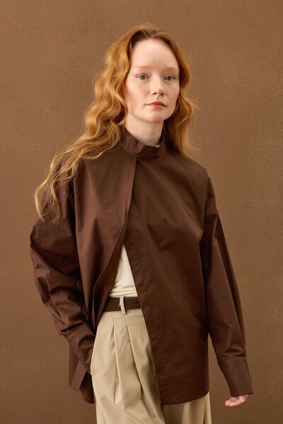 Acı Kahve Ön Yırtmaçlı Gömlek