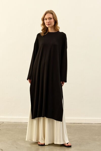 Siyah Viskon Uzun Tunik